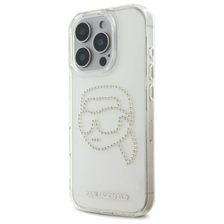 Original Case IPHONE 16 PRO MAX Karl Lagerfeld Hardcase IML Rhinestones Karl Head (KLHCP16XHKHDCELT) transparent