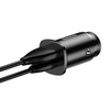 Szybka ładowarka samochodowa 2xUSB Baseus  Square metal A+A 30W  Dual QC 3.0  Quick inteligentna Car Charger czarna CCALL-DS01