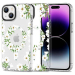 Case APPLE IPHONE 15 Tech-Protect MagMood MagSafe White Daisy transparent