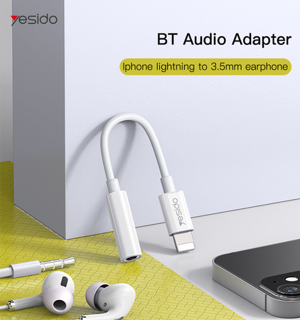 Yesido Adapter YAU31 Audio Bluetooth - Lightning na jack 3,5mm - biały