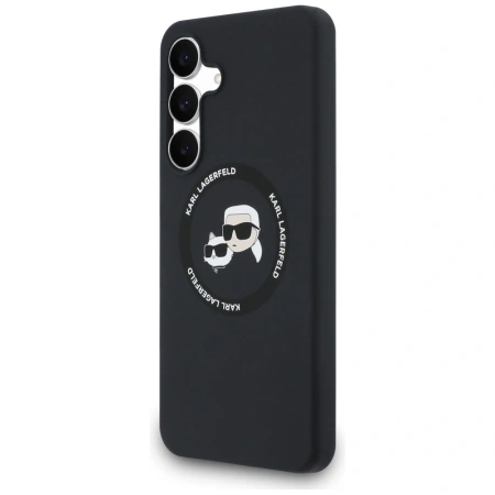 Karl Lagerfeld Silicone Karl &amp; Choupette Heads MagSafe Case for Samsung Galaxy S25 FE - Black