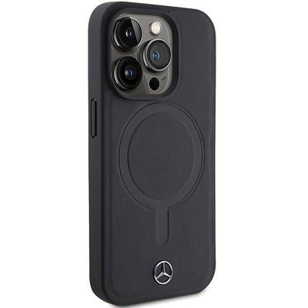 Etui Mercedes Smooth Leather MagSafe do iPhone 15 Pro - czarne