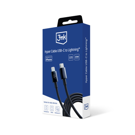 3MK KABEL HYPER USB-C/LIGHTNING 20W 1,2m czarny