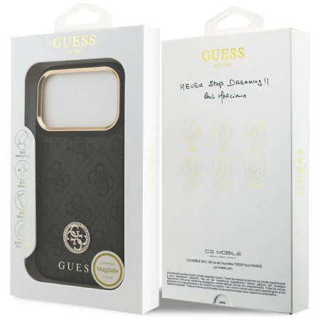 Etui Guess 4G Strass Logo MagSafe na iPhone 17 Pro - czarne