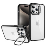 Tel Protect Kickstand case + szkło na aparat (lens) do Iphone 15 Pro czarny