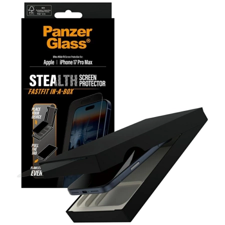 Szkło hartowane PanzerGlass Stealth Ultra-Wide Fit Fastfit na iPhone 17 Pro Max