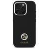 Original Handyhülle IPHONE 16 PRO Guess Hardcase Silicone Logo Strass 4G (GUHCP16LM4DGPK) schwarz