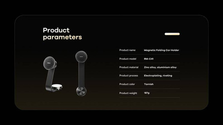 UCHWYT SAM REMAX RM-C41 MAGNETIC FOLDING BLACK