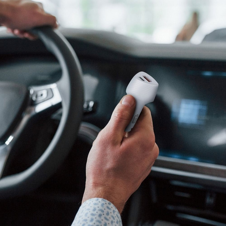 FORCELL CARBON ładowarka samochodowa Typ C 3.0 PD20W + USB QC3.0 18W 5A CC50-1A1C biała (Total 38W)