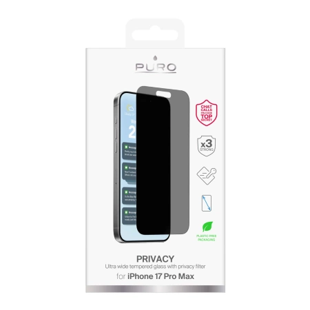 Puro Privacy Tempered Glass für iPhone 17 Pro Max
