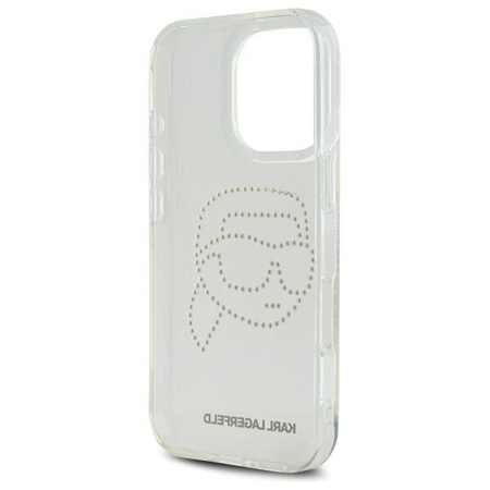 Original Handyhülle IPHONE 16 PRO MAX Karl Lagerfeld Hardcase IML Rhinestones Karl Head (KLHCP16XHKHDCELT) transparent