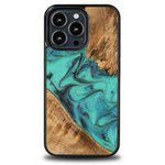 Bewood Unique Turquoise iPhone 13 Pro Wood and Resin Case - Turquoise Black