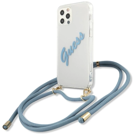 Guess GUHCP12LCRTVSBL iPhone 12 Pro Max 6,7" niebieski/blue hardcase Script Vintage