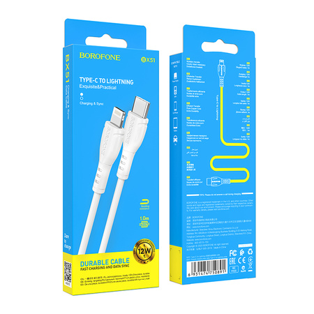 Borofone Kabel BX51 Triumph - Typ C na Lightning - 2,4A 1 metr biały