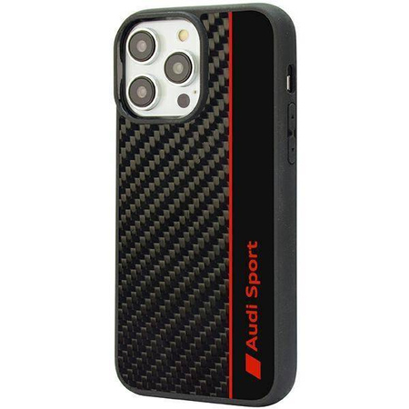 Audi Carbon Fiber Stripe iPhone 14 Pro Max 6,7" schwarz/schwarz Hardcase AUS-TPUPCIP14PM-R8/D1-BK