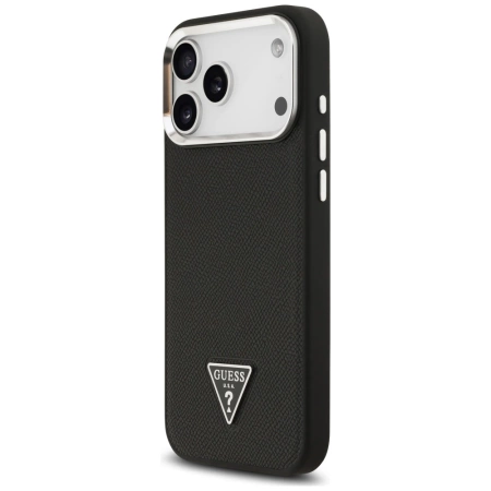 Etui Guess Grained Triangle Logo MagSafe na iPhone 17 Pro Max - czarne