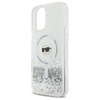 Original Handyhülle IPHONE 16 PLUS Karl Lagerfeld Hardcase Liquid Glitter Karl Head MagSafe (KLHMP16MLGKISGH) transparent