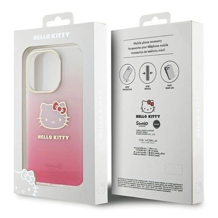 Etui Hello Kitty IML Gradient Electrop Kitty Head na iPhone 15 Pro - różowe