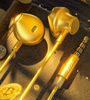 WK Design Sakin Series headphones headset with remote control and microphone 3.5 mm mini jack gold (YC05)