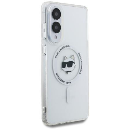 Karl Lagerfeld Button Choupette Head Printed Logo MagSafe - Etui Samsung Galaxy S25 Edge (biały)