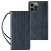 Magnet Strap Case iPhone 14 Pro Flip Wallet Mini Lanyard Ständer Blau