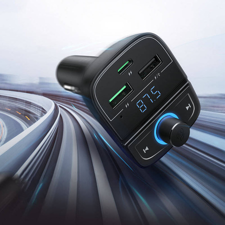 Ugreen Transmiter FM Bluetooth 5.0 ładowarka samochodowa MP3 3x USB TF micro SD 4,8 A czarny (CD229)