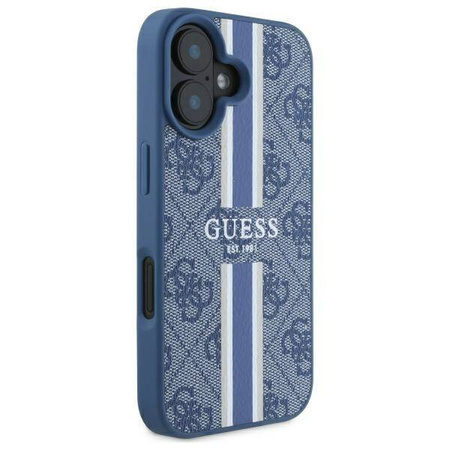 Original Handyhülle IPHONE 16 Guess Hardcase 4G Printed Stripes MagSafe (GUHMP16SP4RPSB) blau