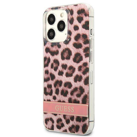 Case IPHONE 13 PRO Guess Hardcase Leopard (GUHCP13LHSLEOP) pink