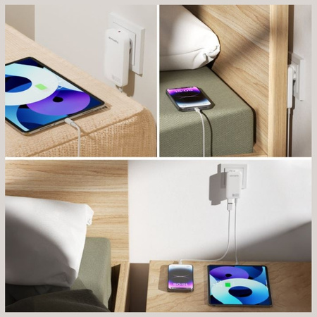 Ładowarka sieciowa 4smarts FlatPlug Slim  Dual 65W GaN 2xUSB-C biały
