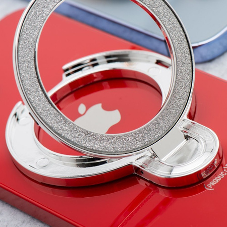 Stojak na telefon CIRCLE GLITTER - naklejany - srebrny