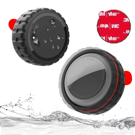 Etui na Apple AirTag zakręcane, wodoodporne, samoprzylepne - czarne - 4 sztuki