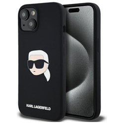 KARL LAGERFELD futerał do IPHONE 15 kompatybilny z MagSafe KLHMP15SSKHPPLK (SIL KL Head Print) black