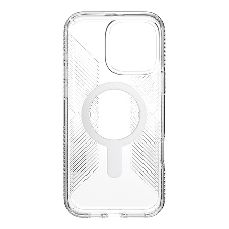 Speck Presidio Perfect-Clear Grip ClickLock & MagSafe - Etui iPhone 16 Pro Max (Clear / Chrome Finish / Serene Silver)