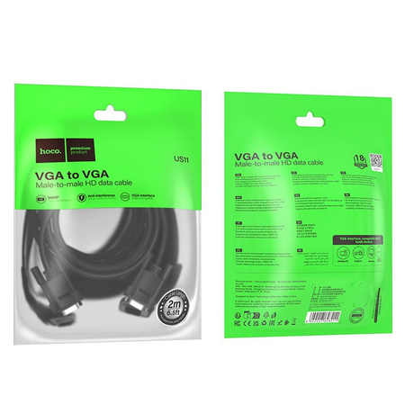 HOCO kabel HDMI (męski) do VGA (męski) HD 1080p US12 2 m czarny