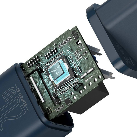 Baseus Super Si 1C szybka ładowarka USB Typ C 20W Power Delivery + kabel USB Typ C - Lightning 1m niebieski (TZCCSUP-B03)