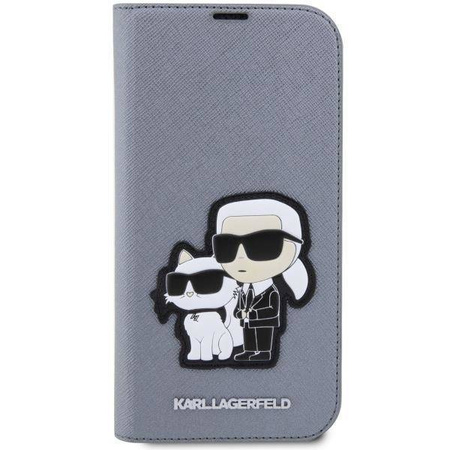 Karl Lagerfeld KLBKP14XSANKCPG iPhone 14 Pro Max 6,7&quot; Bücherregal Silber/Silber Saffiano Karl &amp; Choupette