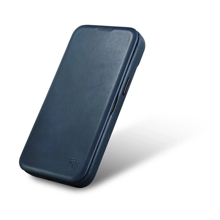 iCarer CE Oil Wax Premium Leather Folio Case iPhone 14 Plus magnetische Klapphülle MagSafe blau (AKI14220707-BU)
