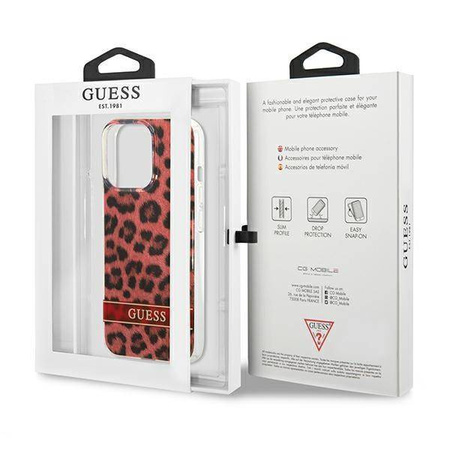 Etui IPHONE 13 PRO Guess Hardcase Leopard (GUHCP13LHSLEOR) czerwone
