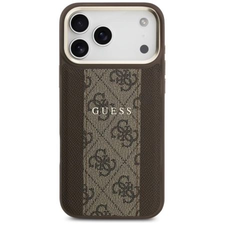 Etui Guess 4G Stripe MagSafe na iPhone 17 Pro Max - brązowe
