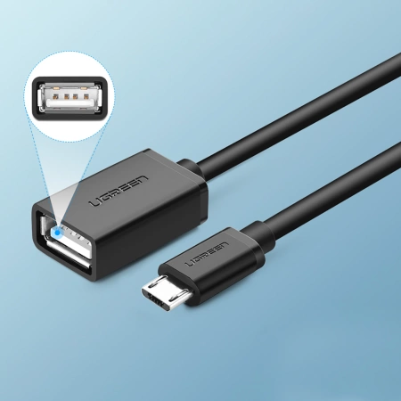 Ugreen kabel adapter przejściówka OTG USB (żeński) - micro USB (męski) 12 cm USB 2.0 480 Mbps czarny (US133 10396)