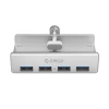HUB 4-portowy montowany na zacisk USB-A 3.0 - srebrny