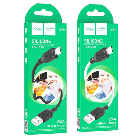 HOCO kabel USB A do Micro USB 2,4A X90 1 m biały