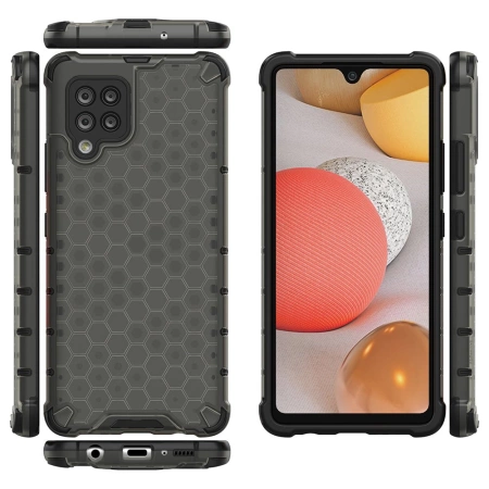 Honeycomb Handyhülle Schutzhülle mit TPU Rahmen für Samsung Galaxy A42 5G schwarz