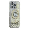 Original Handyhülle IPHONE 16 PRO Hello Kitty Hardcase Liquid Glitter Fever MagSafe (HKHMP16LLGDIH) Gold und Weiß