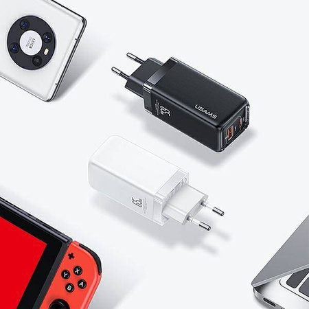 USAMS Ład. siec. 1xUSB-C+1xUSB T47 65W PD Fast Charging Super Si biały/white CC153TC02 (US-CC153)