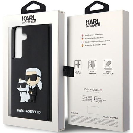 Oryginalne Etui KARL LAGERFELD hardcase 3D Rubber Karl&Choupette KLHCS24M3DRKCNK do Samsung Galaxy S24 Plus czarny