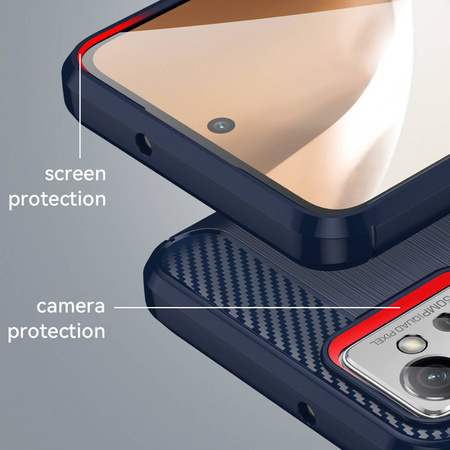 Carbon Case für Xiaomi Poco F4 5G flexible Silikon-Carbon-Hülle blau