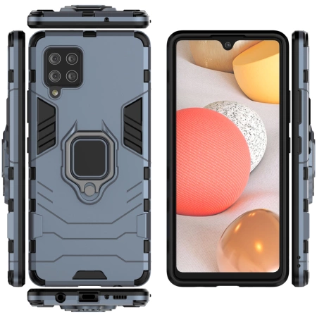 Ring Armor robuste Kickstand TPU/PC Panzer Handyhülle Hard Case für Samsung Galaxy A42 5G blau