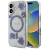 Original Handyhülle IPHONE 16 Guess Hardcase Resin Flowers Glitter MagSafe violett