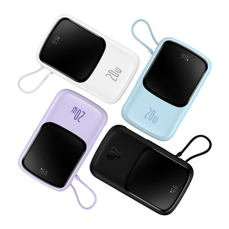 Baseus Qpow power bank 10000mAh wbudowany kabel Lightning 20W Quick Charge SCP AFC FCP fioletowy (PPQD020005)